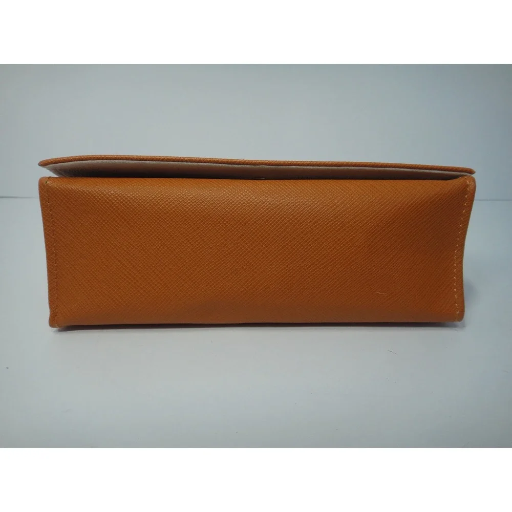 Tory Burch Robinson Orange Saffiano Leather Hard Shell Glasses Case Gold Logo